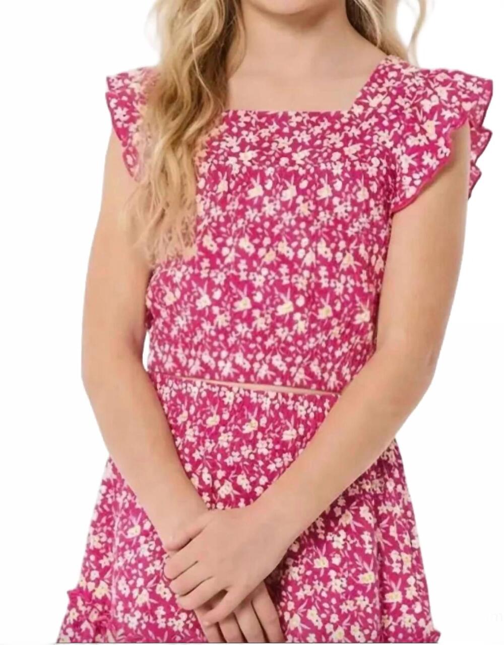 NEW CUTIE PATOOTIE girl's 2-piece tank & skirt set in ht pink white floral